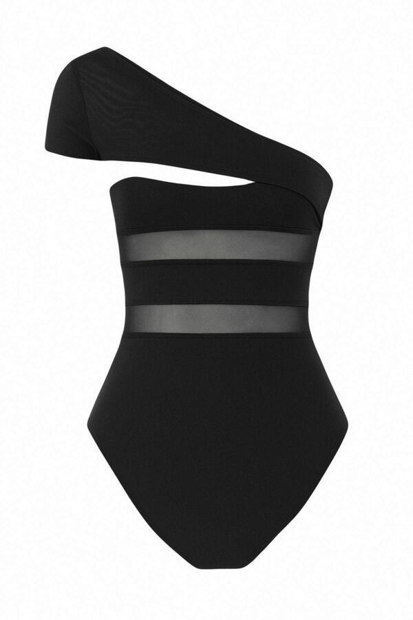 Trendyol Fato de banho assim&eacute;trico cut-out transpar&ecirc;ncias preto