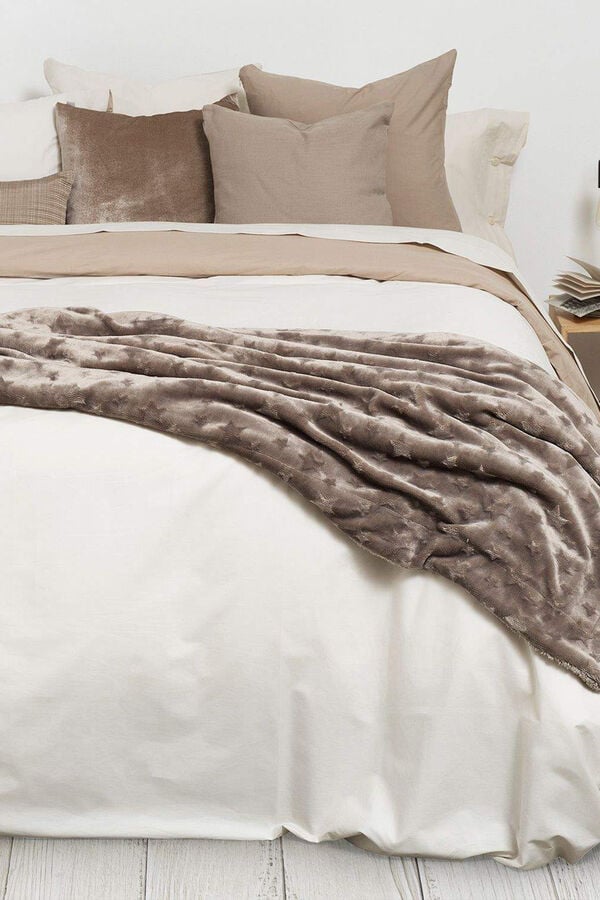 Textura Len&ccedil;ol algod&atilde;o percal. Cama 180-200 cm. bege