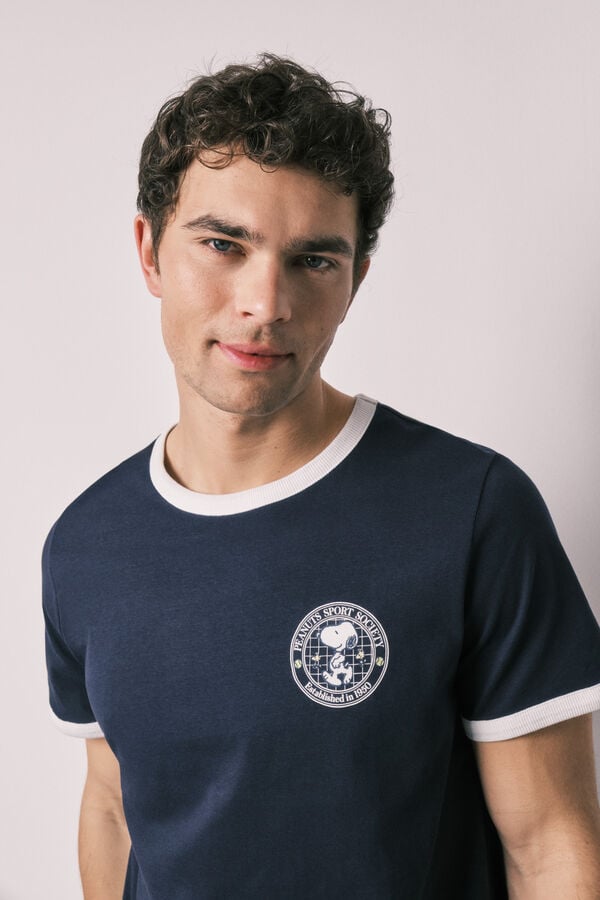 Women'secret Pijama curto de homem em 100% algod&atilde;o Snoopy azul