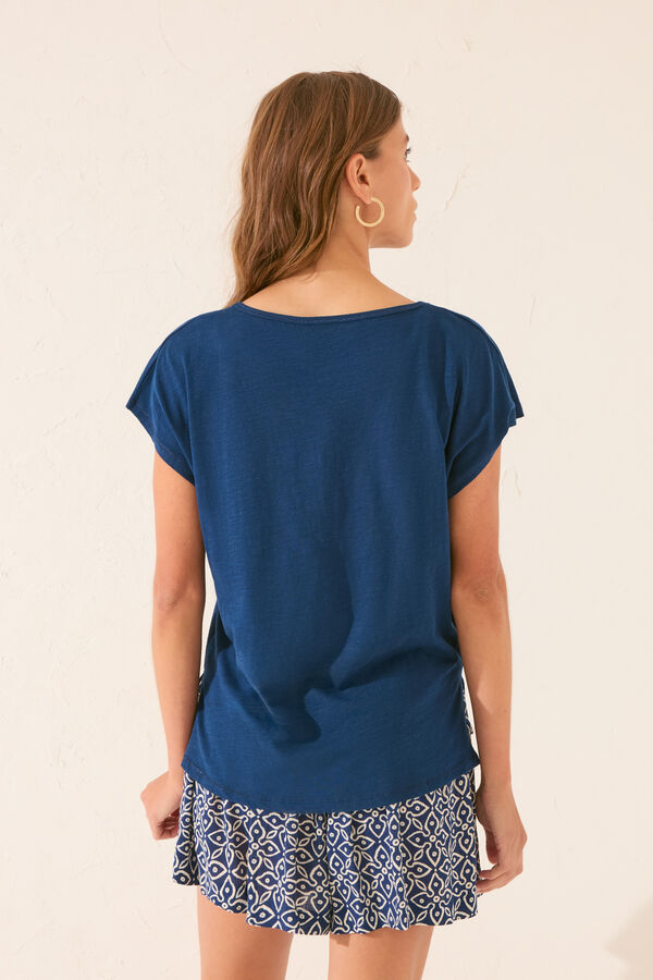 Women'secret T-shirt azul de manga curta com glitter azul