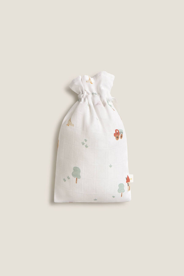 Textura Casas de algodão com gaze de musselina branco