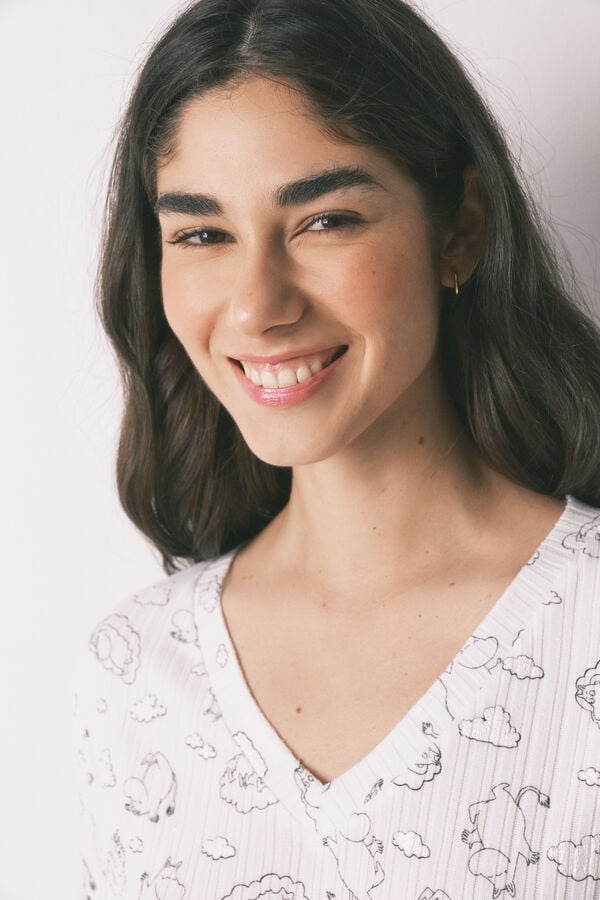 Women'secret Pijama comprido canelado soft estampado Moomin branco branco