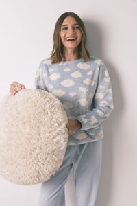 Women'secret Pijama comprido polar mousse nuvens