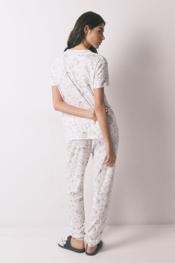 Women'secret Pijama canelado suave estampado Moomin branco branco