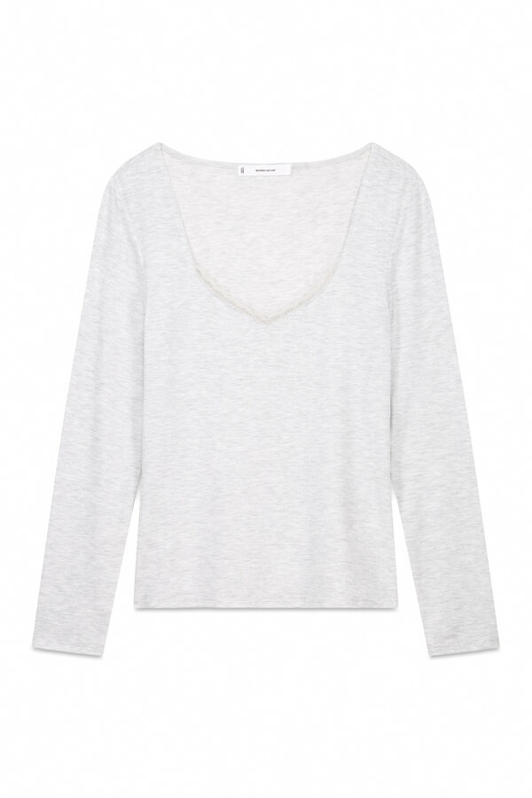 Women'secret T-shirt de malha cinza super macia cinzento
