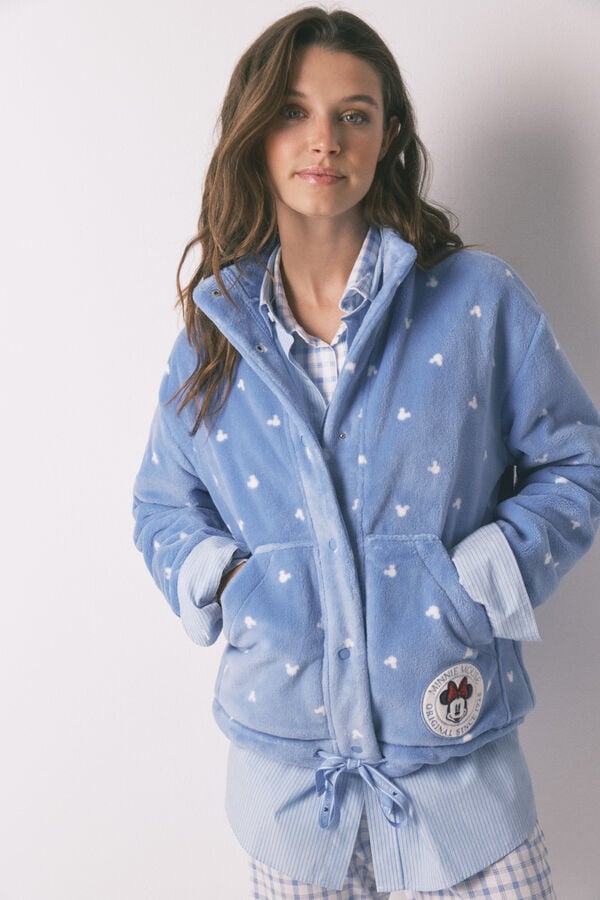 Women'secret Robe curto de polar Mickey Mouse com estampado azul azul