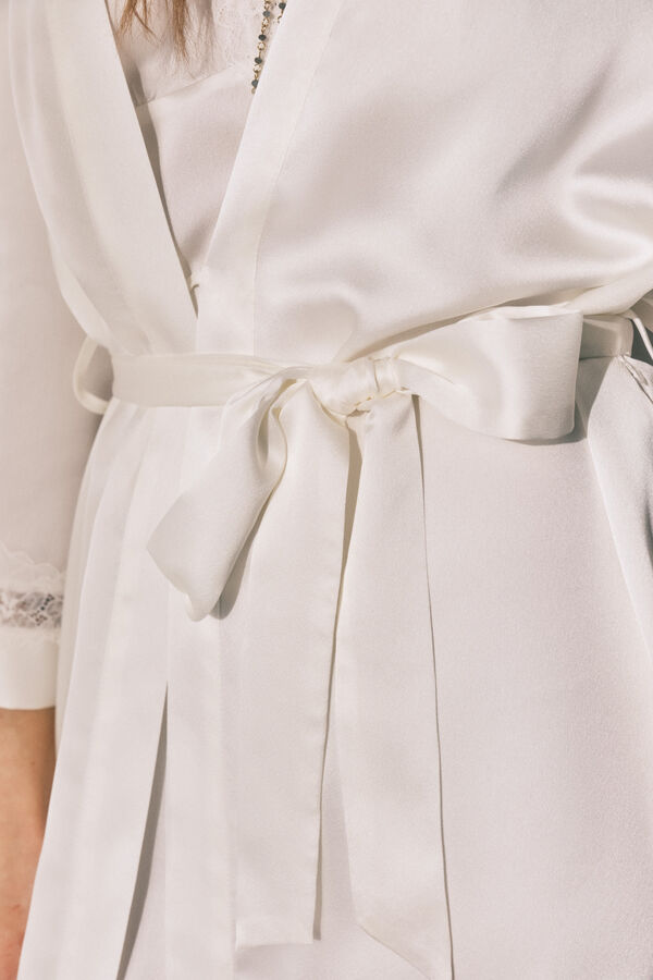 Women'secret Robe comprida em cetim bege bege