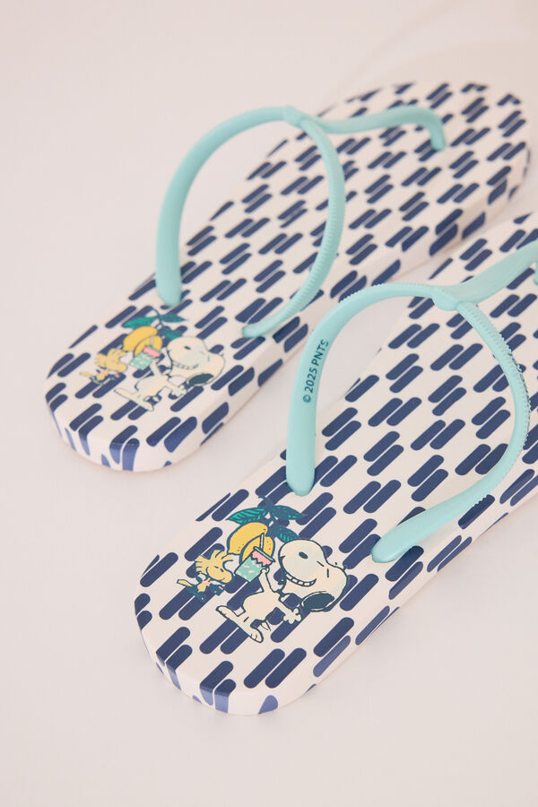 Women'secret Chinelos com estampa geométrica do Snoopy azul