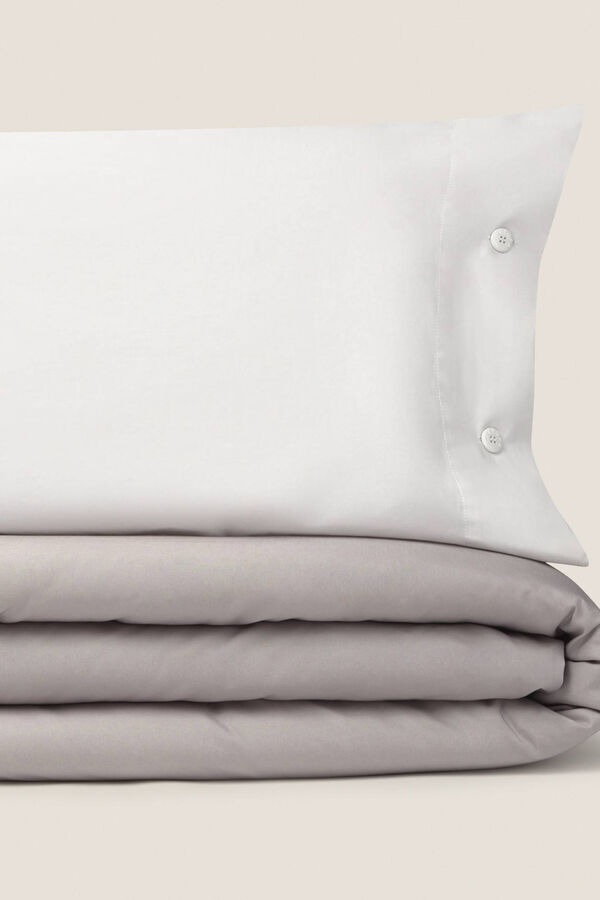Textura Capa nórdica algodão percal reversível. Cama 135-140 cm. cinzento