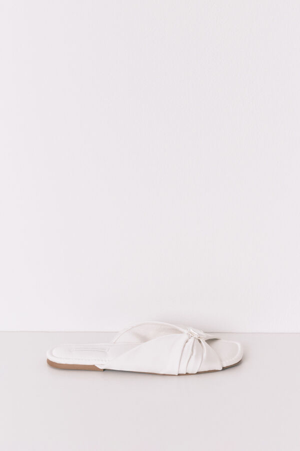 Women'secret Chinelos de casa cetim branco bege