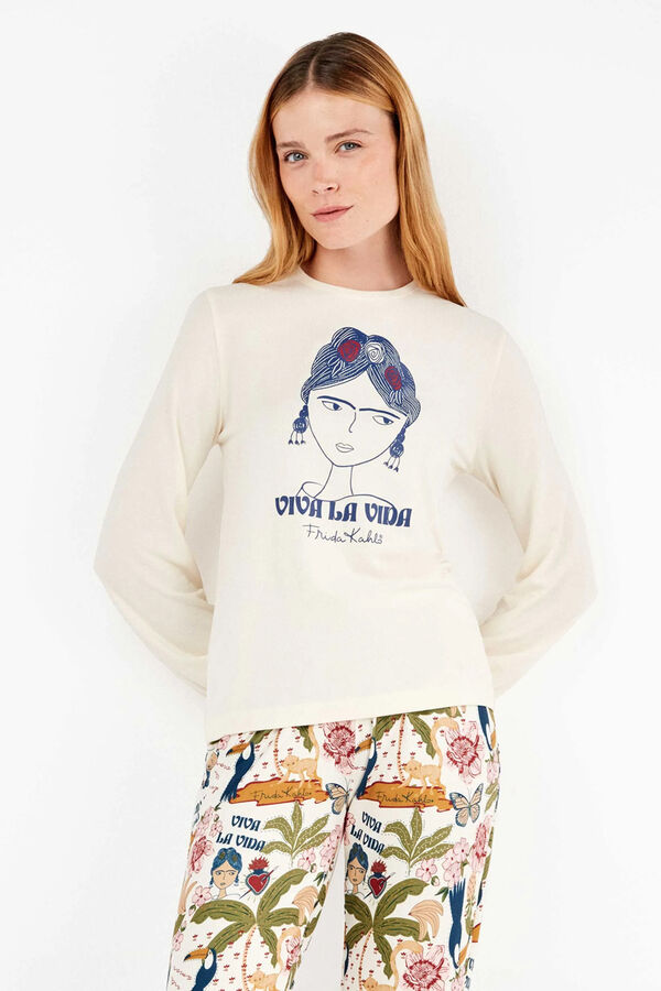 Gisela Conjunto de pijama de malha Frida Kahlo bege