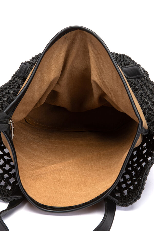 Abbacino  Cesto de r&aacute;fia preto preto