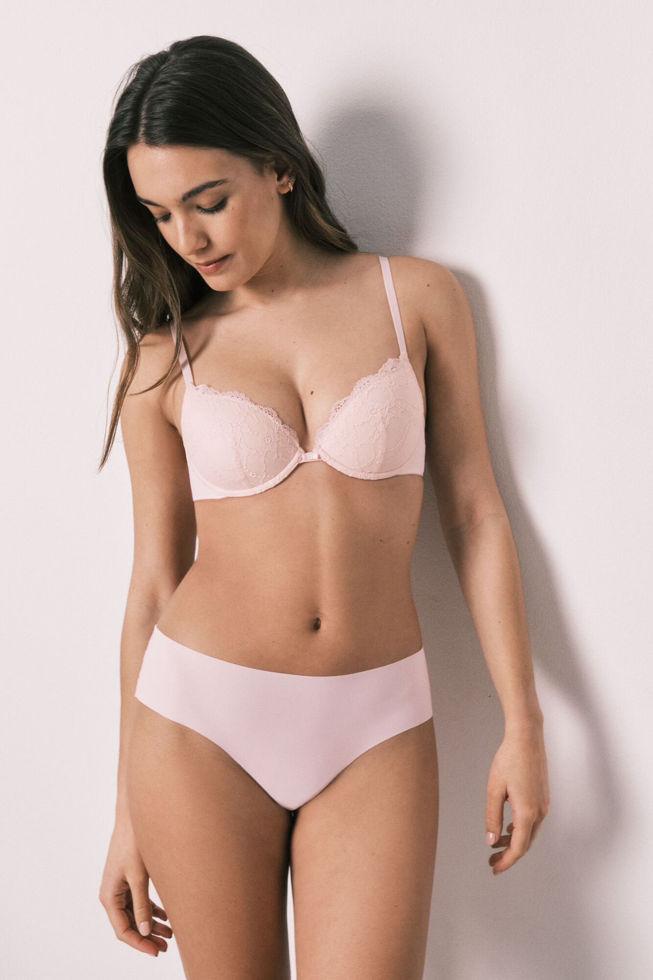 Women'secret Braga ancha brasile&ntilde;a microfibra y encaje rosa