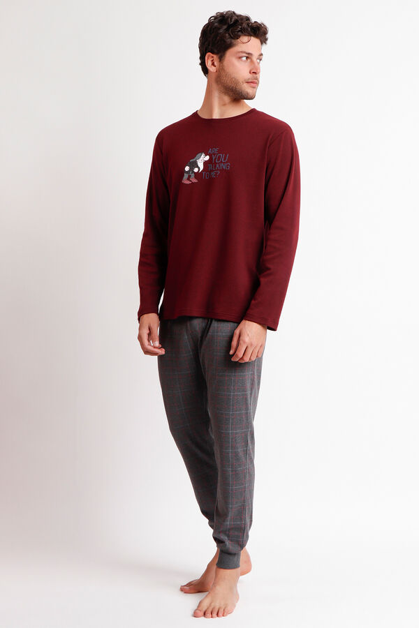 Admas Pijama largo hombre Gruñón burdeos