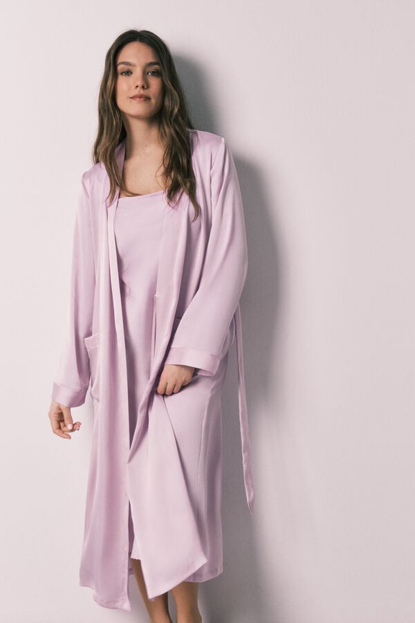 Women'secret Robe midi em cetim lil&aacute;s rosa