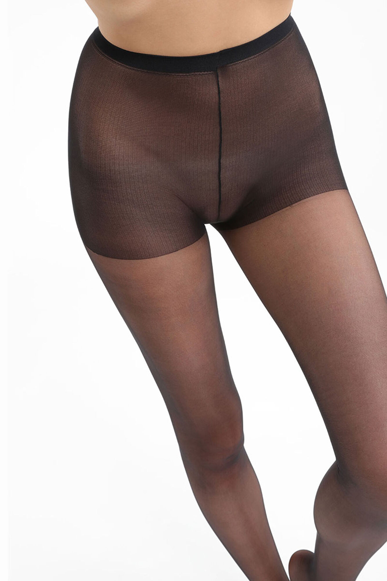 DIM Panty con acabado satinado negro 15 DEN