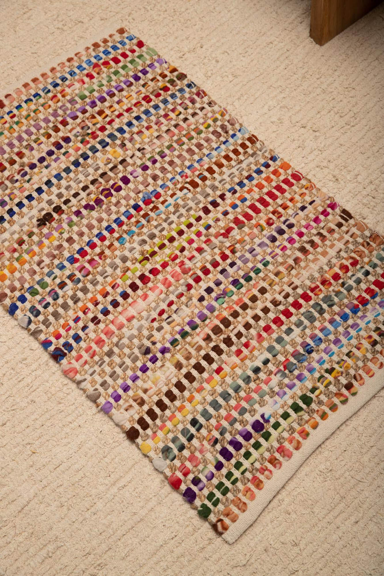 Calma House Felpudo de yute y tela multicolor Cando