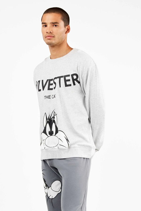 Gisela Conjunto de pijama masculino Sylvester em malha malha cinzento