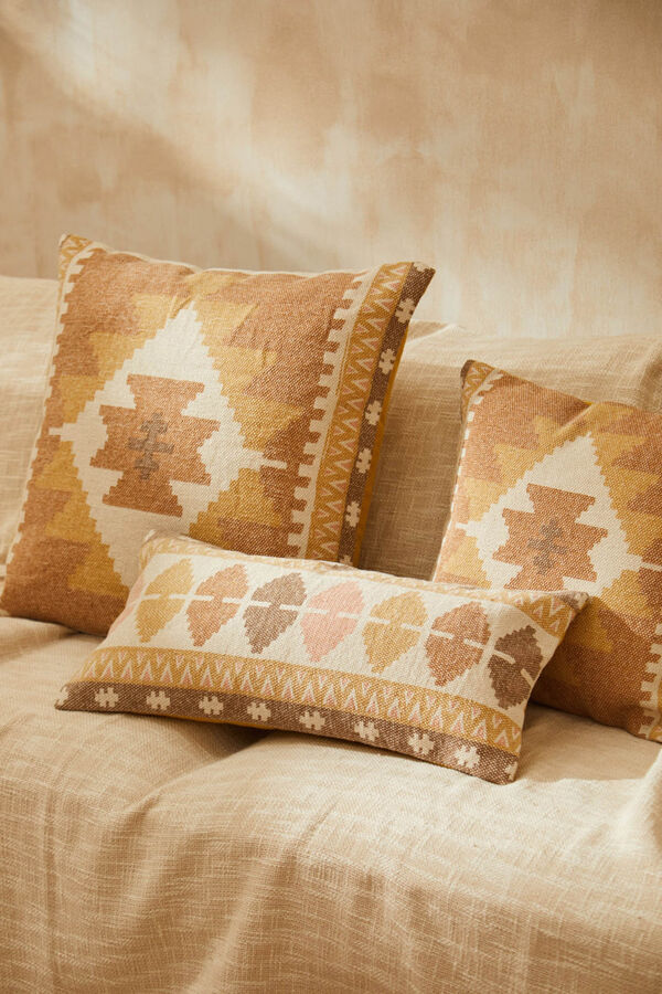 Calma House Capa de almofada de algodão Dhurrie com estampa boho Berta estampado