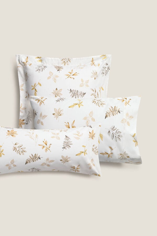 Textura Fronha de algod&atilde;o com folhas em um galho cru