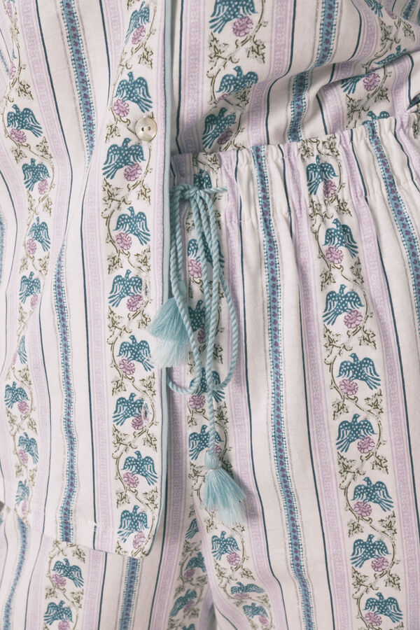 Women'secret Pijama camiseiro capri riscas 100% algodão bege