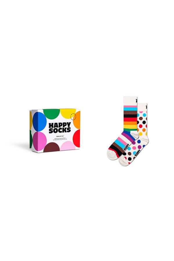 Happy Socks Pacote de 2 meias Pride branco