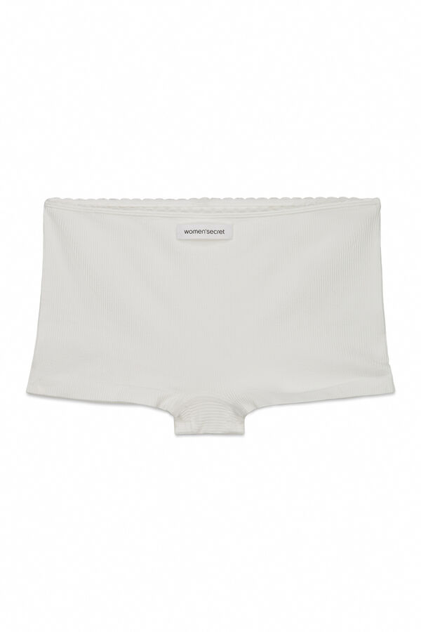 Women'secret Cuecas boxer sem costura canelado branca bege