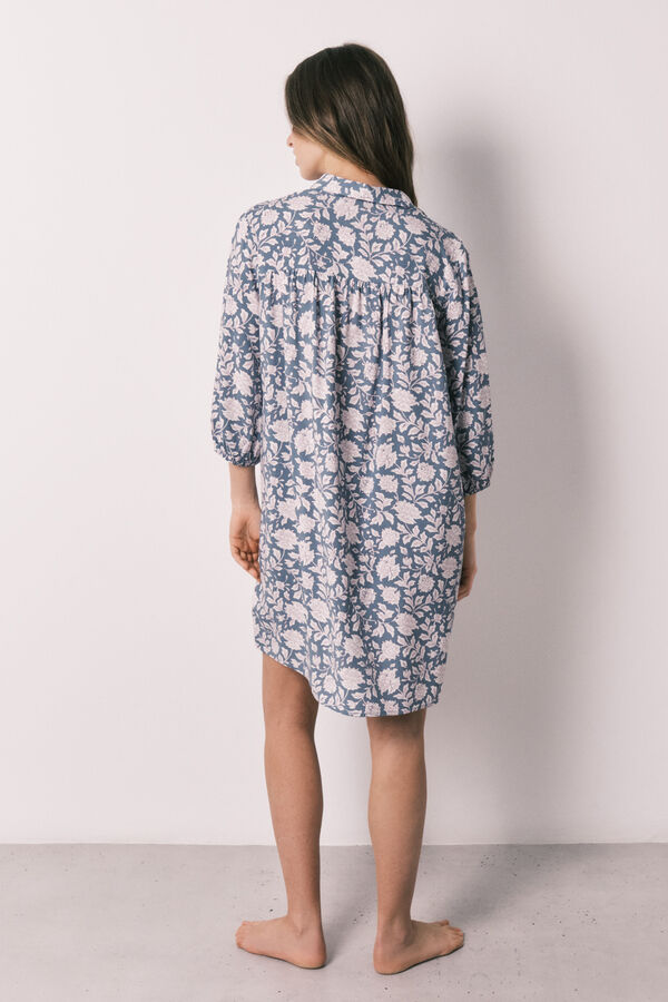 Women'secret Camisola comprida viscose estampado de flores rosa azul