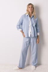 Women'secret Pijama camisa às riscas, 100% algodão azul