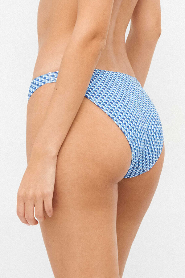 Gisela Cueca de biqu&iacute;ni em tecido estampado piqu&eacute; branco