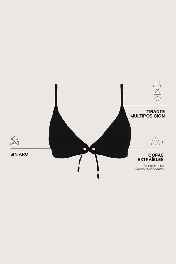 Women'secret Top biquíni triangular preto sem aro preto