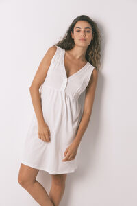 Women'secret Camisa de dormir midi "maternity" de algodão branco