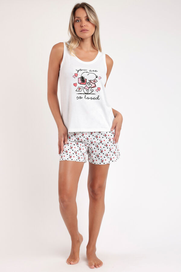 Admas In my heart Snoopy sleeves short pajamas white