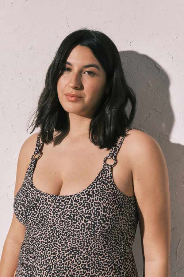 Women'secret Fato de banho moldador estampado animal print cru