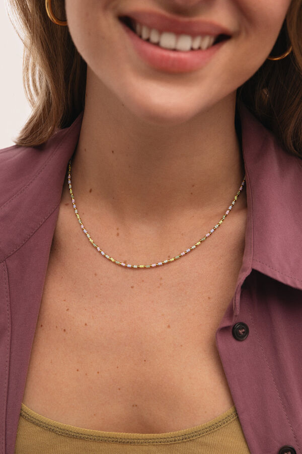 Singularu Joy Colors steel gold-plated necklace estampado