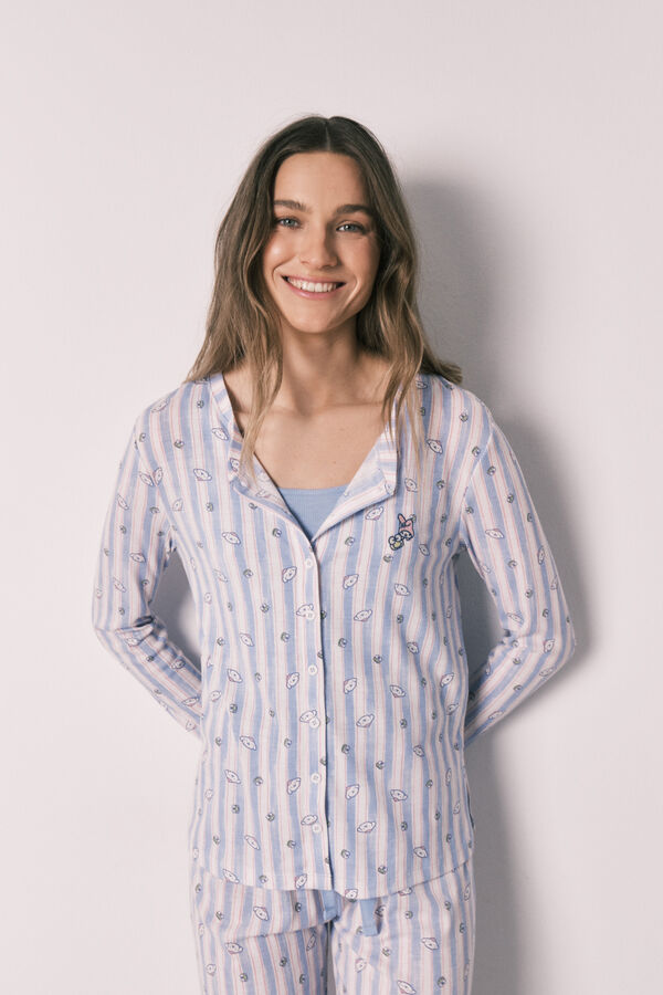 Women'secret Conjunto de pijama &agrave;s riscas e top azul azul