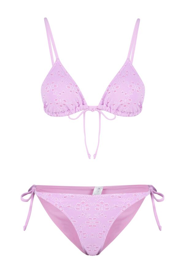 Trendyol Brocade triangle bikini set pink