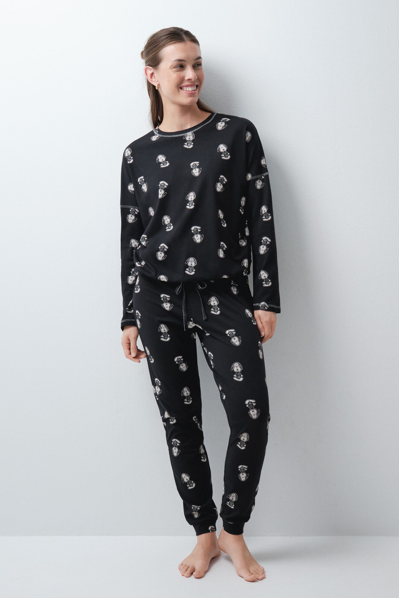 Women'secret Pijama largo algod&oacute;n Snoopy Halloween