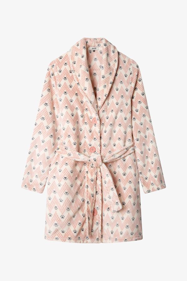 Gisela Robe gola smoking estampada branco