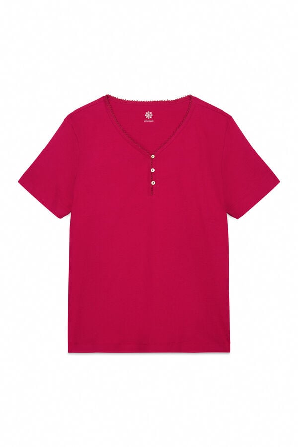 Women'secret T-shirt vermelha de manga curta 100% algod&atilde;o vermelho