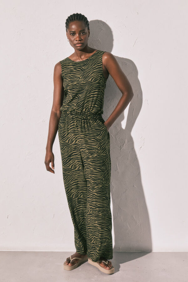 Women'secret Macac&atilde;o comprido animal print preto