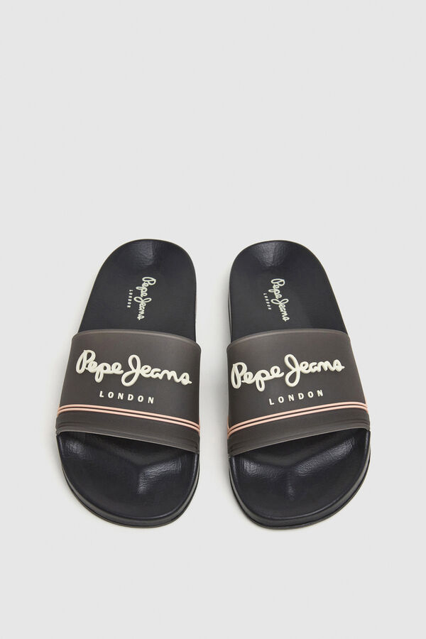 Pepe Jeans logo de sand&aacute;lias de praia preto