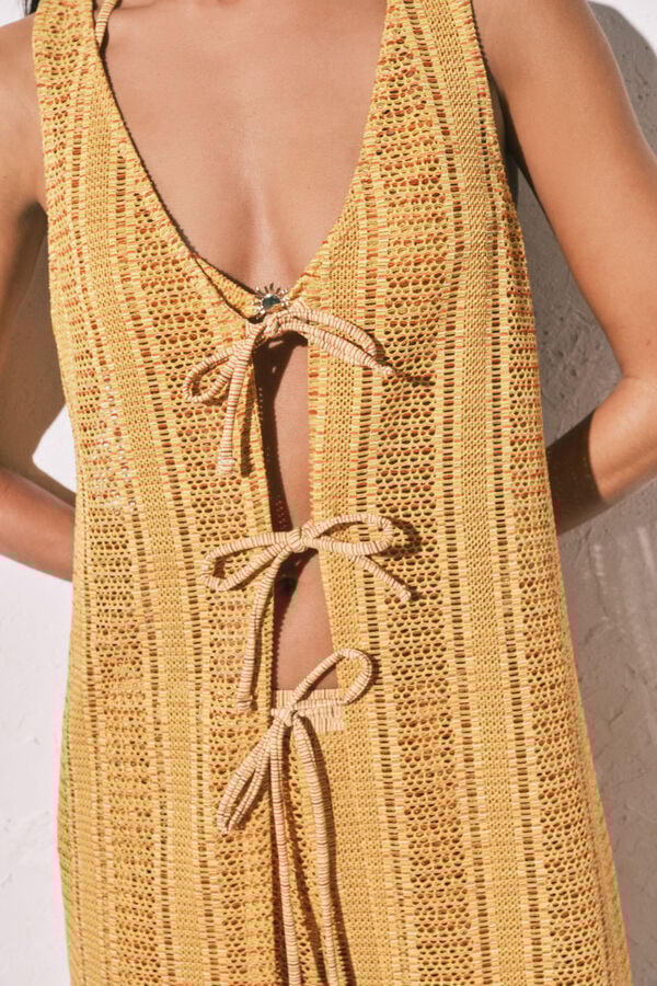 Women'secret T&uacute;nica comprida aberta em crochet multicolor estampado