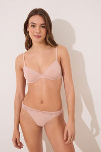 Women'secret Tanga de microfibra e renda rosa