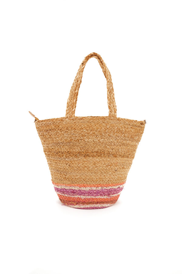 Abbacino Cesta pequena de ráfia estampado rosa