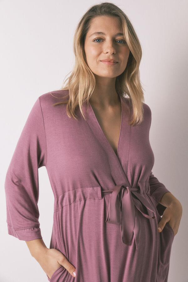 Women'secret Robe maternity com cinto rosa rosa