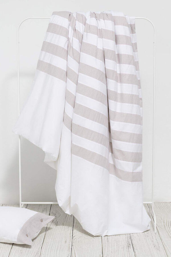 Womensecret Funda nórdica algodón percal combinación tejidos. Cama 150-160cm. blanco