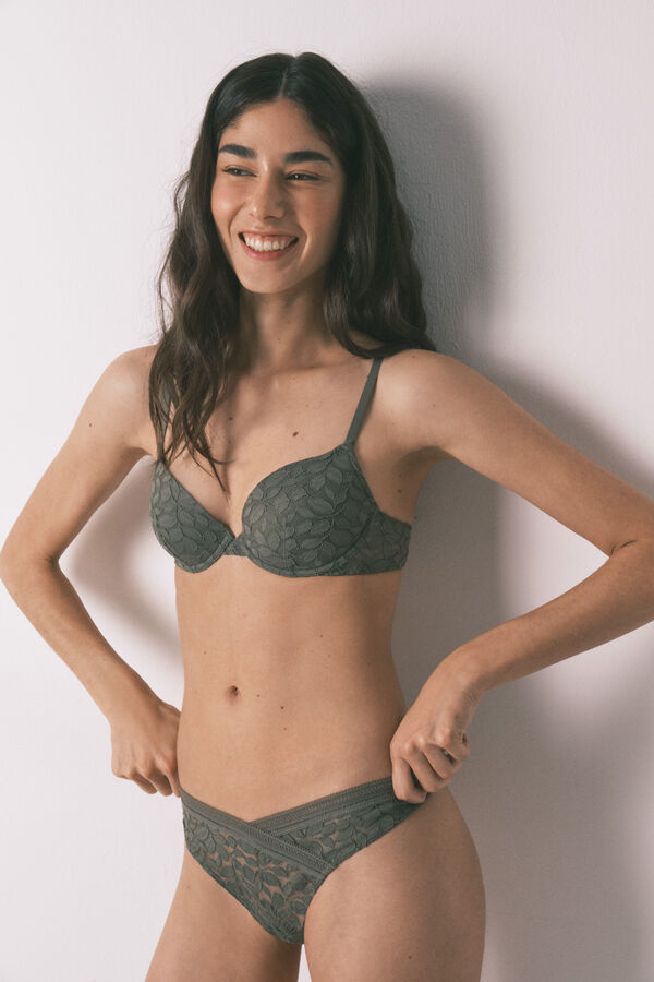 Women'secret Soutien cl&aacute;ssico BEAUTIFUL com enchimento em renda caqui bege