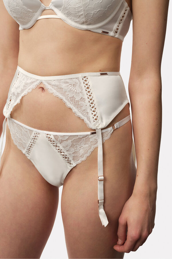 Dorina Cinta-liga de tule com renda bege