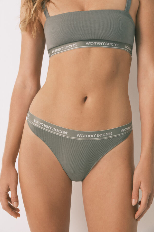 Women'secret Cueca cl&aacute;ssica de algod&atilde;o c&aacute;qui caqui